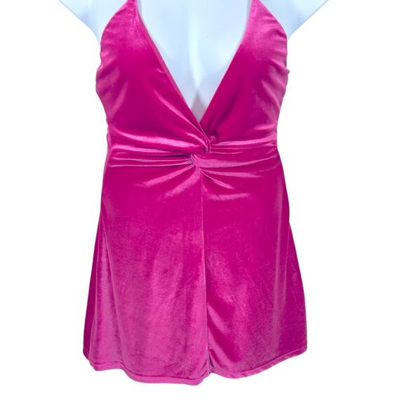 Revolve More To Come Kimmie Pink Velvet Mini Dress Sz M Barbiecore Party - Picture 5 of 14